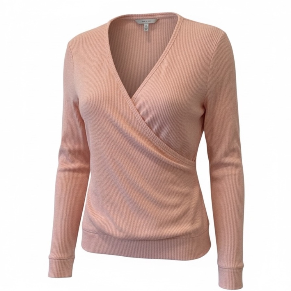 Lucky Brand NWT pink faux wrap top, medium